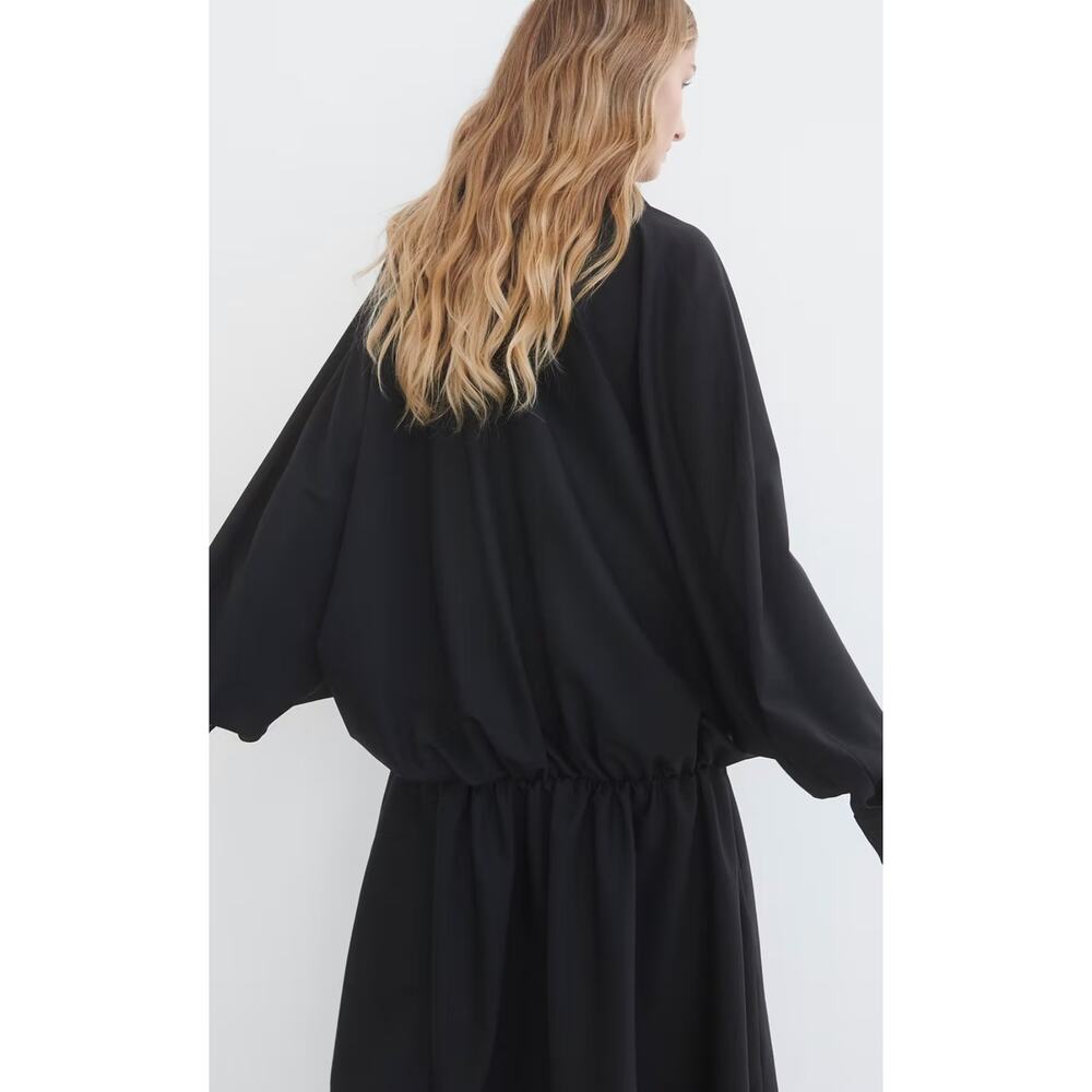 B16 Mossi Wool Batwing Blouson Midi Dress 8 Oversized Neutral Street Punk - Picture 3 of 12